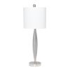 27" Gray And Silver Metal Novelty Table Lamp With White Drum Shade