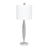 27" Gray And Silver Metal Novelty Table Lamp With White Drum Shade