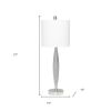 27" Gray And Silver Metal Novelty Table Lamp With White Drum Shade