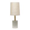 18" Gray And Gold Concrete Table Lamp With Khaki Drum Shade