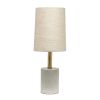 18" Gray And Gold Concrete Table Lamp With Khaki Drum Shade