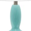23" Light Blue And Silver Glass And Metal Novelty Table Lamp With White Drum Shade