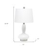 23" White Glass Gourd Table Lamp With White Drum Shade