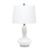 23" White Glass Gourd Table Lamp With White Drum Shade