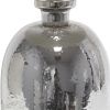 20" Silver Glass Round Table Lamp With Light Gray Drum Shade