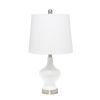 23" White And Silver Glass Gourd Table Lamp With White Drum Shade