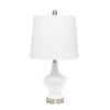 23" White And Silver Glass Gourd Table Lamp With White Drum Shade