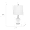 23" White And Silver Glass Gourd Table Lamp With White Drum Shade