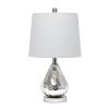 21" Silver Glass And Metal Scalloped Table Lamp With Gray Drum Shade