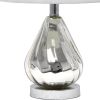 21" Silver Glass And Metal Scalloped Table Lamp With Gray Drum Shade