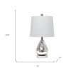 21" Silver Glass And Metal Scalloped Table Lamp With Gray Drum Shade