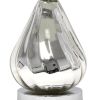 21" Silver Glass And Metal Scalloped Table Lamp With Gray Drum Shade