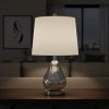 21" Silver Glass And Metal Scalloped Table Lamp With Gray Drum Shade