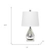 21" Silver Glass And Metal Round Scalloped Table Lamp With White Drum Shade