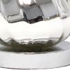 21" Silver Glass And Metal Round Scalloped Table Lamp With White Drum Shade