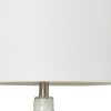 30" White And Nickel Glass Quatrefoil Table Lamp With White Drum Shade