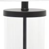 28" Clear And Black Glass And Metal Table Lamp With White Drum Shade