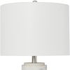 24" White And Black Faux Marble Concrete Table Lamp With White Drum Shade