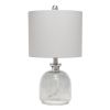 20" Gray Hammered Glass Round Table Lamp With Gray Drum Shade