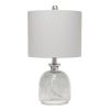 20" Gray Hammered Glass Round Table Lamp With Gray Drum Shade