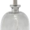 20" Gray Glass Round Table Lamp With White Drum Shade
