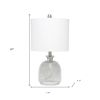 20" Gray Glass Round Table Lamp With White Drum Shade