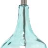 23" Aqua And Silver Dimpled Glass Table Lamp With Drum Shade