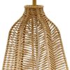 21" Light Brown Table Lamp With Beige Drum Shade