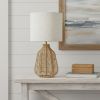 21" Light Brown Table Lamp With Beige Drum Shade
