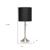 21" Nickel Metal Table Lamp With Black Drum Shade