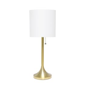 21" Gold Metal Table Lamp With White Drum Shade