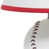 12" White And Red Ceramic Baseball Table Lamp With White Empire Shade
