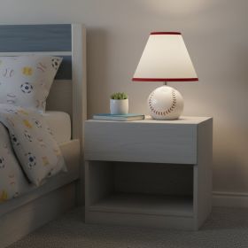 12" White And Red Ceramic Baseball Table Lamp With White Empire Shade