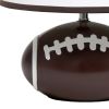 12" Brown And White Ceramic Football Table Lamp With White Empire Shade
