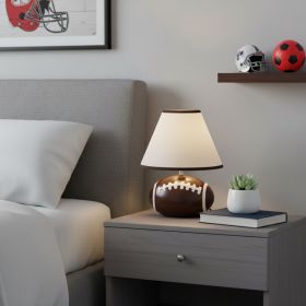 12" Brown And White Ceramic Football Table Lamp With White Empire Shade