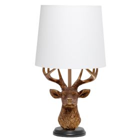 17" Copper Geometric Table Lamp With White Drum Shade