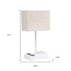 15" White USB Table Lamp With Beige Shade