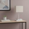 15" White USB Table Lamp With Beige Shade