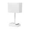 15" White USB Table Lamp With White Shade