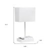 15" White USB Table Lamp With White Shade