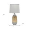 19" Gray And Oak Oblong Ceramic Table Lamp With Drum Shade