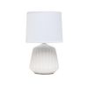 11" Off White Ceramic Round Table Lamp With White Drum Shade