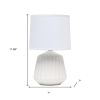 11" Off White Ceramic Round Table Lamp With White Drum Shade