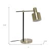 22" Antiqued Brass And Black Metal Table Lamp With Antiqued Brass Globe Shade