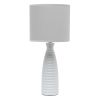 20" Gray Ceramic Round Table Lamp With Gray Drum Shade