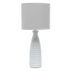 20" Gray Ceramic Round Table Lamp With Gray Drum Shade