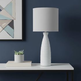 20" Gray Ceramic Round Table Lamp With Gray Drum Shade