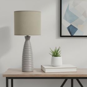 20" Taupe Ceramic Novelty Table Lamp With Taupe Drum Shade