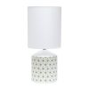 19" White And Gold Ceramic Table Lamp With White Cylinder Shade