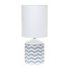 19" White And Gray Ceramic Table Lamp With White Cylinder Shade